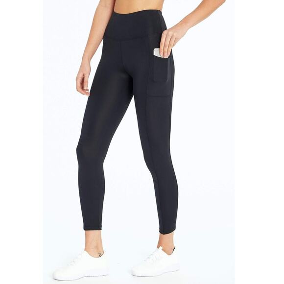 Bally Total Fitness Women's High Rise Side Pocket Ankle Legging Black Size XL - Picture 1 of 7